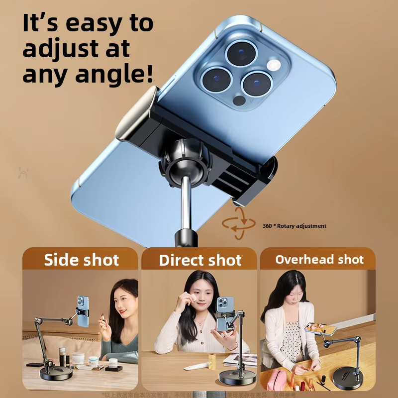 Adjustable Overhead Phone Holder Stand – Desktop Mobile Mount for Video Recording, Live Streaming & Vlogging