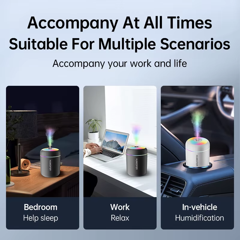 180ML USB Mini Air Humidifier & Aroma Diffuser – Portable Essential Oil Mist Maker with LED Night Light