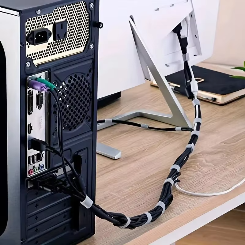 1M/5M Cable Organizer Wire Management Wrap – Flexible Cable Winder Protector for Earphones, USB Cables, Mouse Cords, iPhone, Samsung & Xiaomi